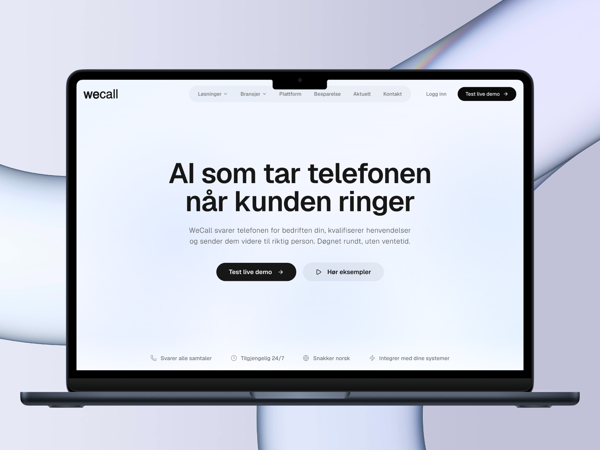 Nettsiden wecall-ai.no utviklet av Paral Dynamic